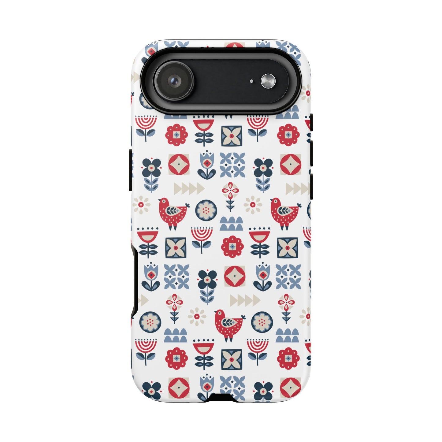 Scandinavian Bird & Floral Folk Art Phone Case - iPhone 17 / 17 Air / 17 Pro Max, Samsung Galaxy S26, Google Pixel | Matte & Glossy