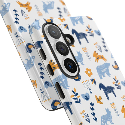 Scandinavian Animal Folk Art Phone Case - iPhone 17 Series, Samsung Galaxy S26, Google Pixel | Matte & Glossy