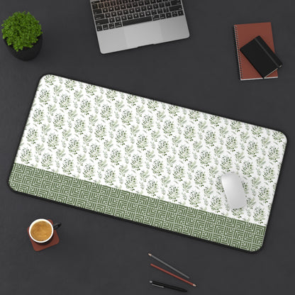 Floral Desk Mat with Geometric Pattern, Hemmed Edges, Stylish Work Surface, Home Office Decor, Gift for Students, Large Computer Mouse Pad