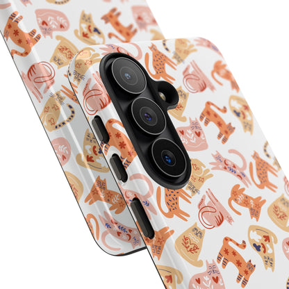 Scandinavian Folk Art Cat Phone Case - iPhone 17 / 17 Air / 17 Pro Max, Samsung Galaxy S26, Google Pixel | Matte & Glossy
