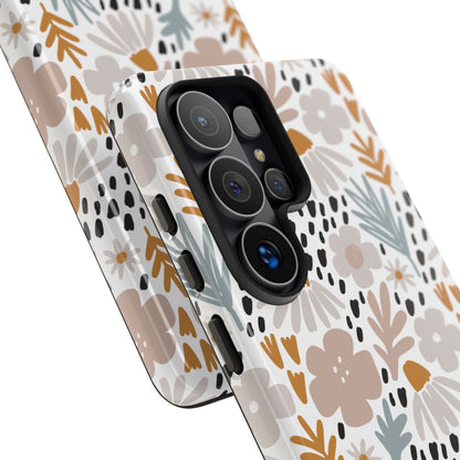 Two-Tone Floral Tough Phone Case - iPhone 17 / 17 Air / 17 Pro Max, Samsung Galaxy S26, Google Pixel | Matte & Glossy