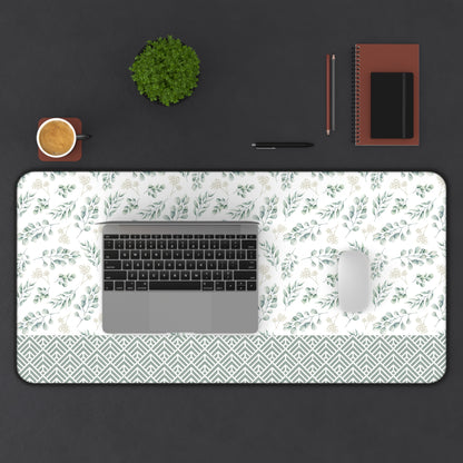 Floral Desk Mat with Geometric Pattern, Hemmed Edges, Stylish Work Surface, Home Office Decor, Gift for Students, Large Computer Mouse Pad