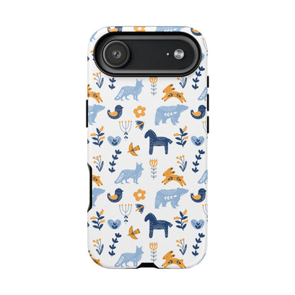 Scandinavian Animal Folk Art Phone Case - iPhone 17 Series, Samsung Galaxy S26, Google Pixel | Matte & Glossy