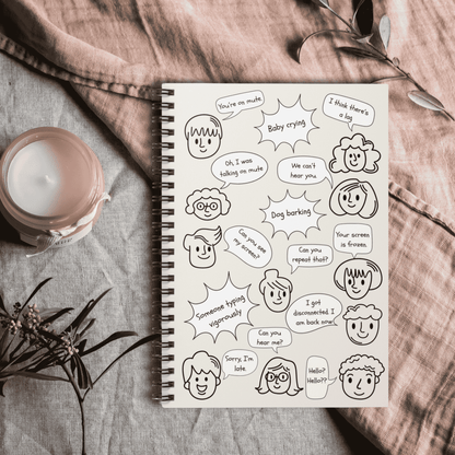 You're on Mute Funny Spiral Notebook, Work from Home Essentials, Conference Call Bingo, Office Humor, Doodle Journal