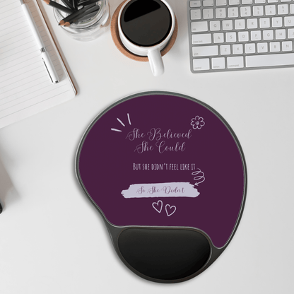 Funny Mouse Pad with Wrist Rest - She Believed - Purple Ergonomic Mousepad, Ideal for Office, Home, Gifts, Motivation, Desk Accessories