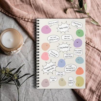 Spiral Notebook for Everyday Use, Work from Home, Conference Call Bingo, Funny Gift for Coworker, Journaling, Home Office, Cute Blob Design
