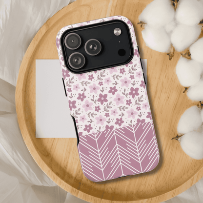 Pink Floral Tough Phone Case - iPhone 17 / 17 Air / 17 Pro Max, Samsung Galaxy S26, Google Pixel | Matte & Glossy