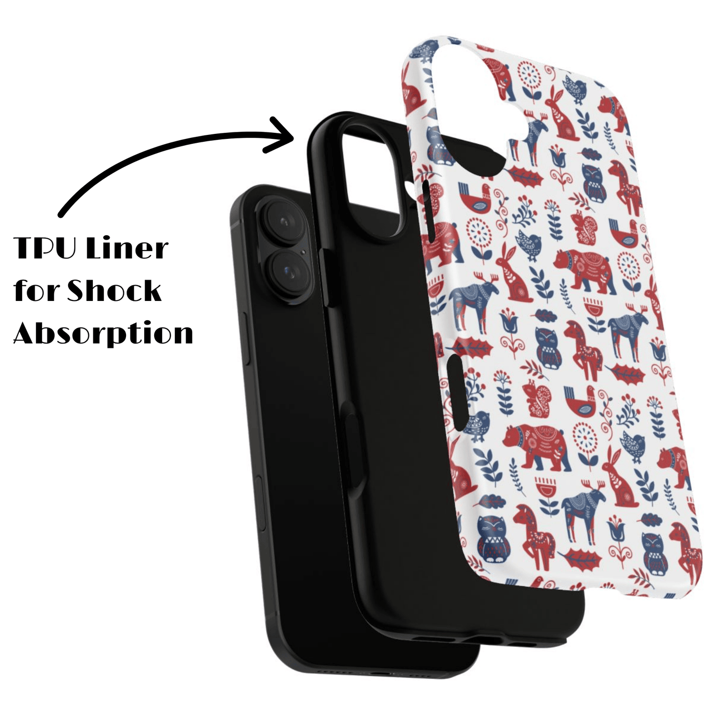 Scandinavian Animal Folk Art Phone Case - iPhone 17 / 17 Air / 17 Pro Max, Samsung Galaxy S26, Google Pixel | Matte & Glossy