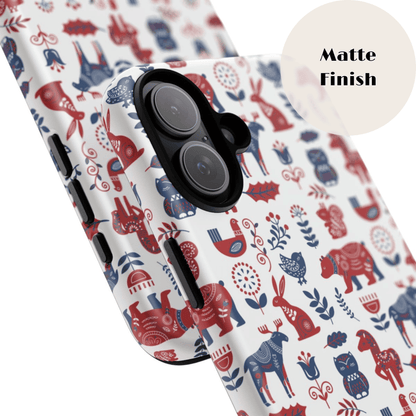 Scandinavian Animal Folk Art Phone Case - iPhone 17 / 17 Air / 17 Pro Max, Samsung Galaxy S26, Google Pixel | Matte & Glossy