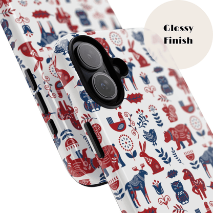 Scandinavian Animal Folk Art Phone Case - iPhone 17 / 17 Air / 17 Pro Max, Samsung Galaxy S26, Google Pixel | Matte & Glossy