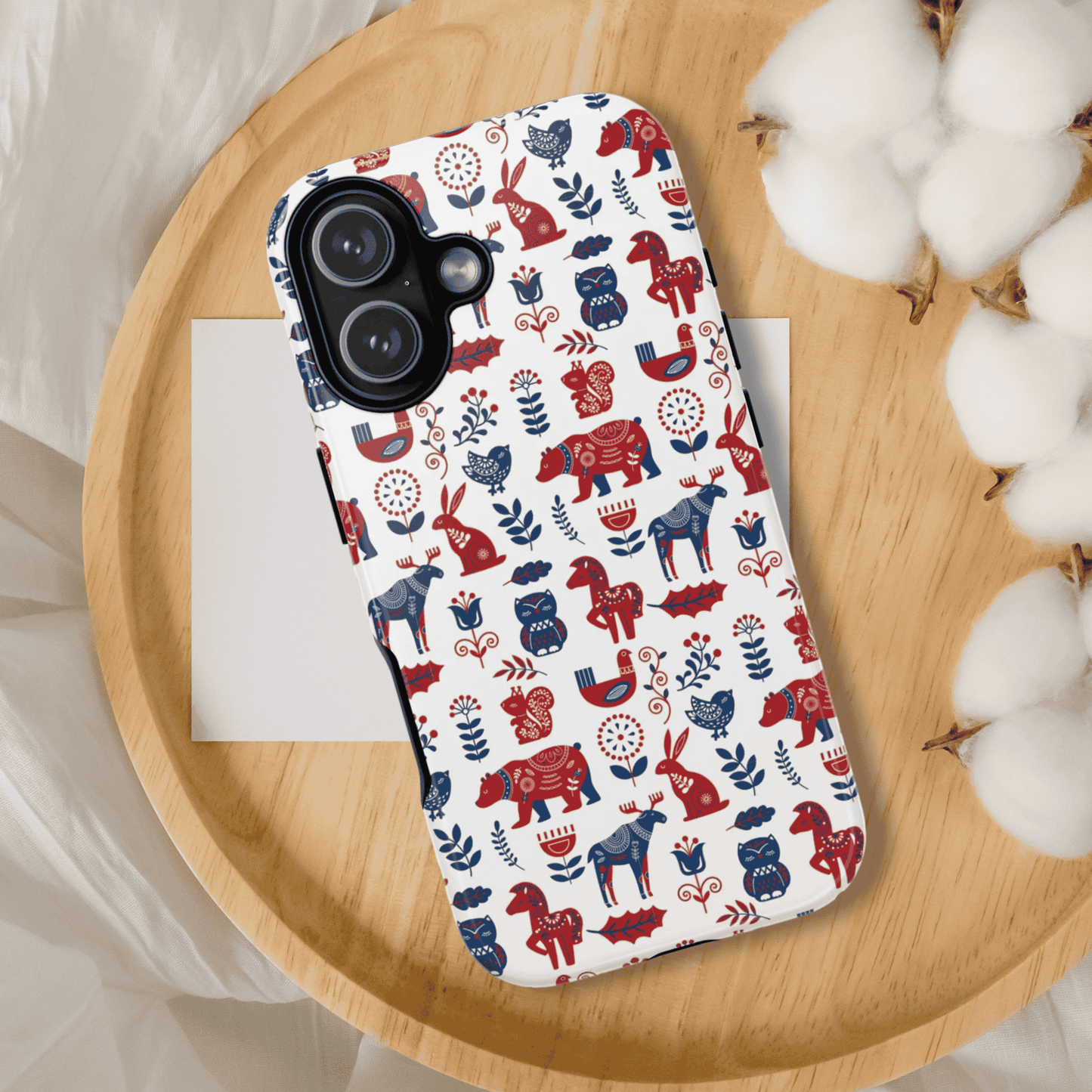 Scandinavian Animal Folk Art Phone Case - iPhone 17 / 17 Air / 17 Pro Max, Samsung Galaxy S26, Google Pixel | Matte & Glossy
