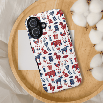 Scandinavian Animal Folk Art Phone Case - iPhone 17 / 17 Air / 17 Pro Max, Samsung Galaxy S26, Google Pixel | Matte & Glossy