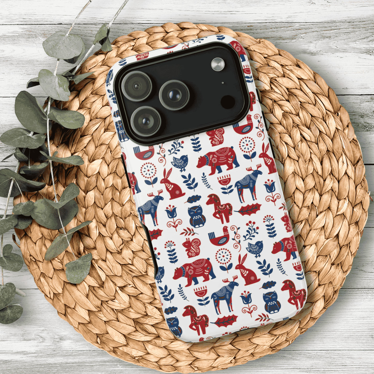 Scandinavian Animal Folk Art Phone Case - iPhone 17 / 17 Air / 17 Pro Max, Samsung Galaxy S26, Google Pixel | Matte & Glossy