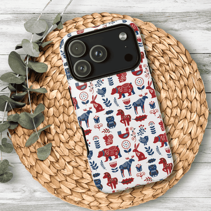 Scandinavian Animal Folk Art Phone Case - iPhone 17 / 17 Air / 17 Pro Max, Samsung Galaxy S26, Google Pixel | Matte & Glossy
