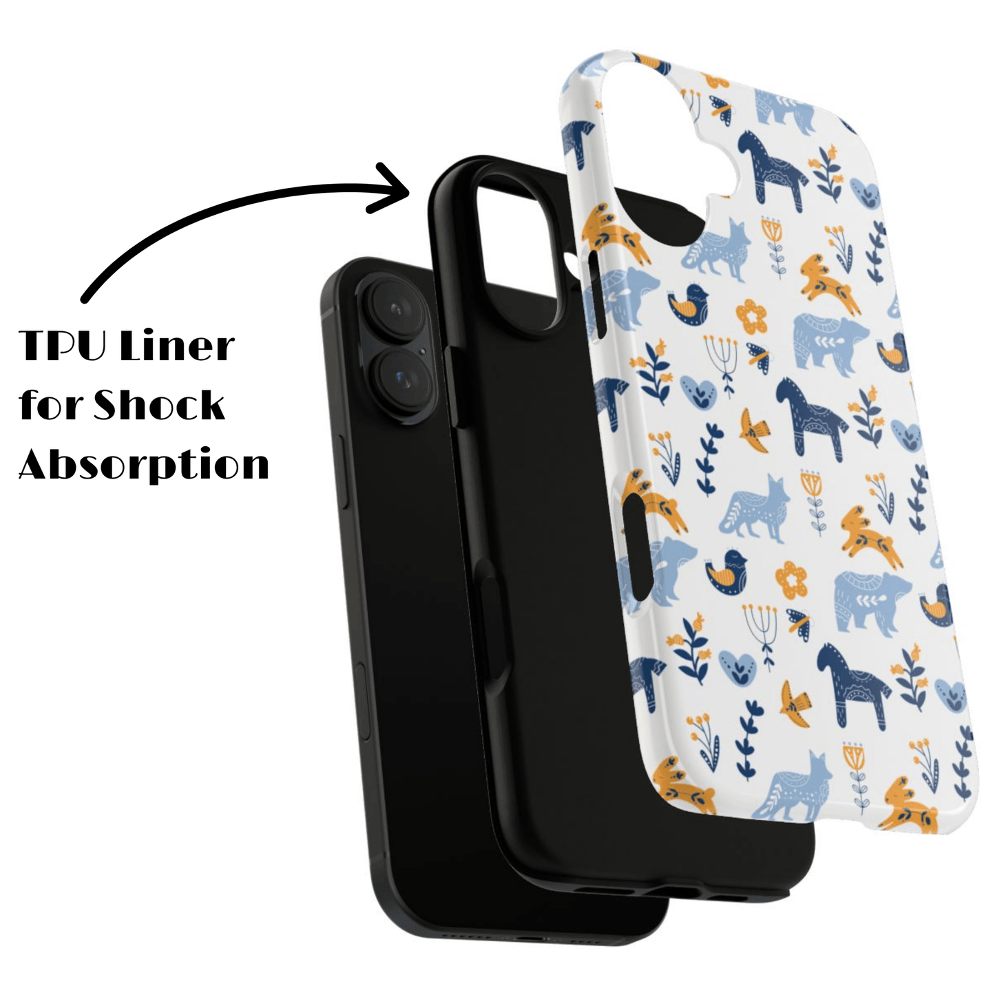 Scandinavian Animal Folk Art Phone Case - iPhone 17 Series, Samsung Galaxy S26, Google Pixel | Matte & Glossy