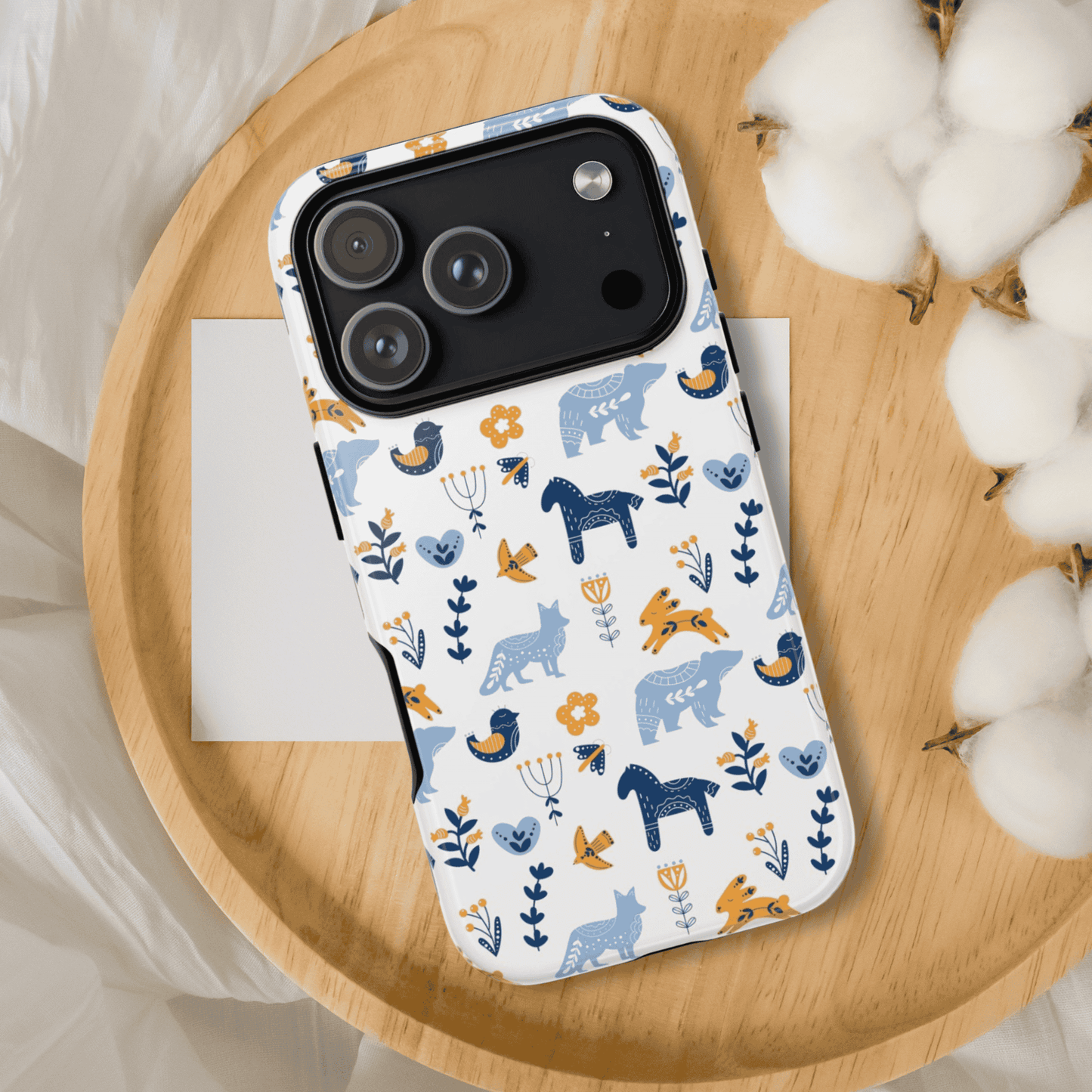 Scandinavian Animal Folk Art Phone Case - iPhone 17 Series, Samsung Galaxy S26, Google Pixel | Matte & Glossy