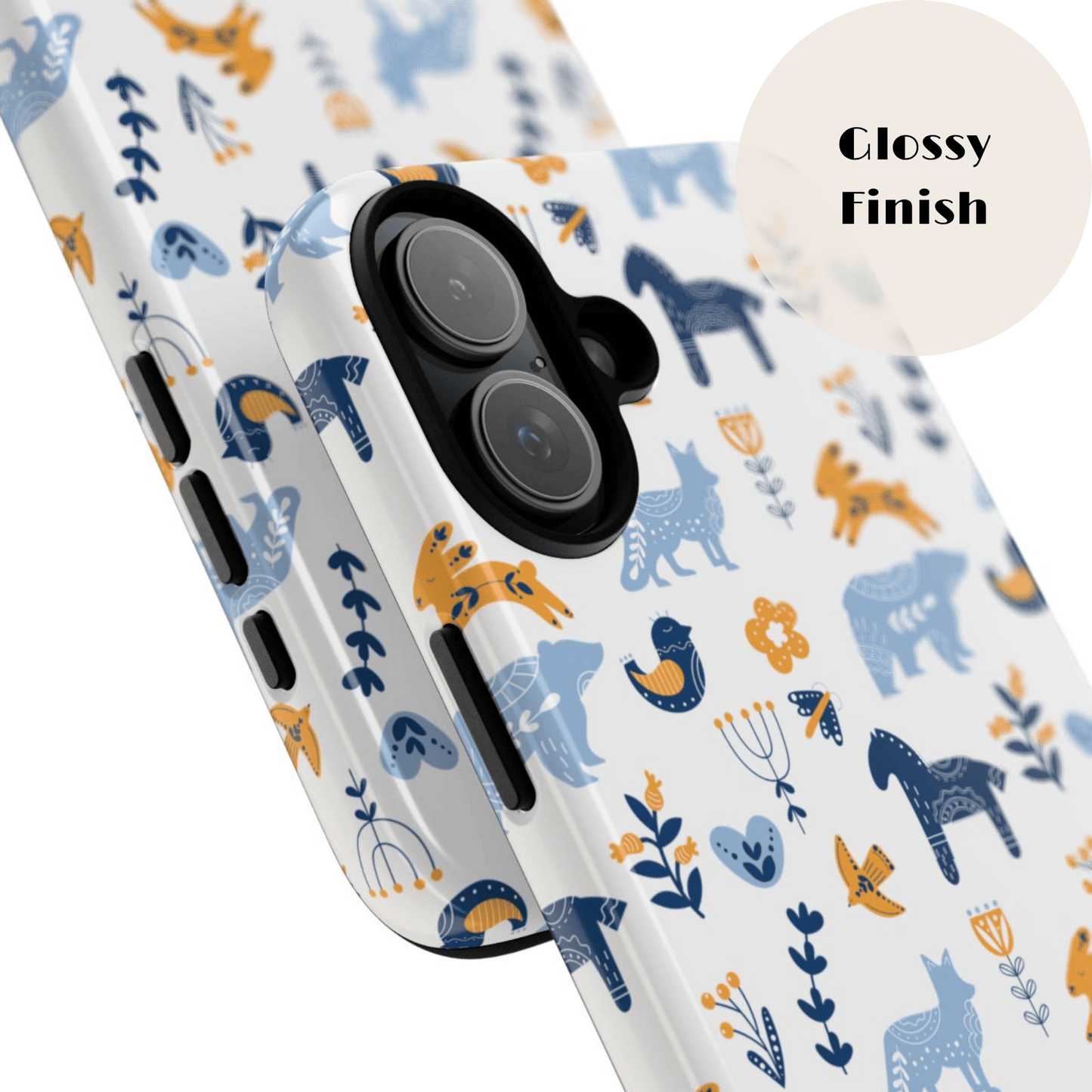 Scandinavian Animal Folk Art Phone Case - iPhone 17 Series, Samsung Galaxy S26, Google Pixel | Matte & Glossy