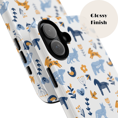 Scandinavian Animal Folk Art Phone Case - iPhone 17 Series, Samsung Galaxy S26, Google Pixel | Matte & Glossy