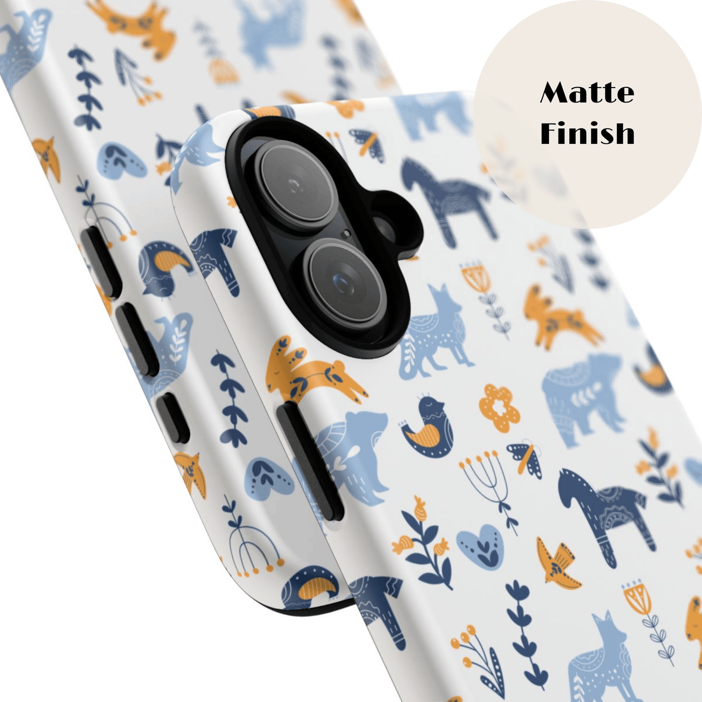 Scandinavian Animal Folk Art Phone Case - iPhone 17 Series, Samsung Galaxy S26, Google Pixel | Matte & Glossy
