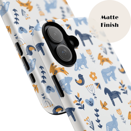 Scandinavian Animal Folk Art Phone Case - iPhone 17 Series, Samsung Galaxy S26, Google Pixel | Matte & Glossy