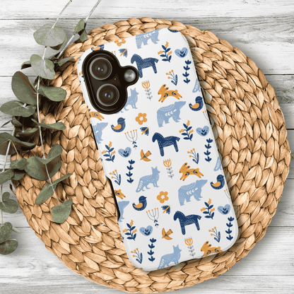 Scandinavian Animal Folk Art Phone Case - iPhone 17 Series, Samsung Galaxy S26, Google Pixel | Matte & Glossy