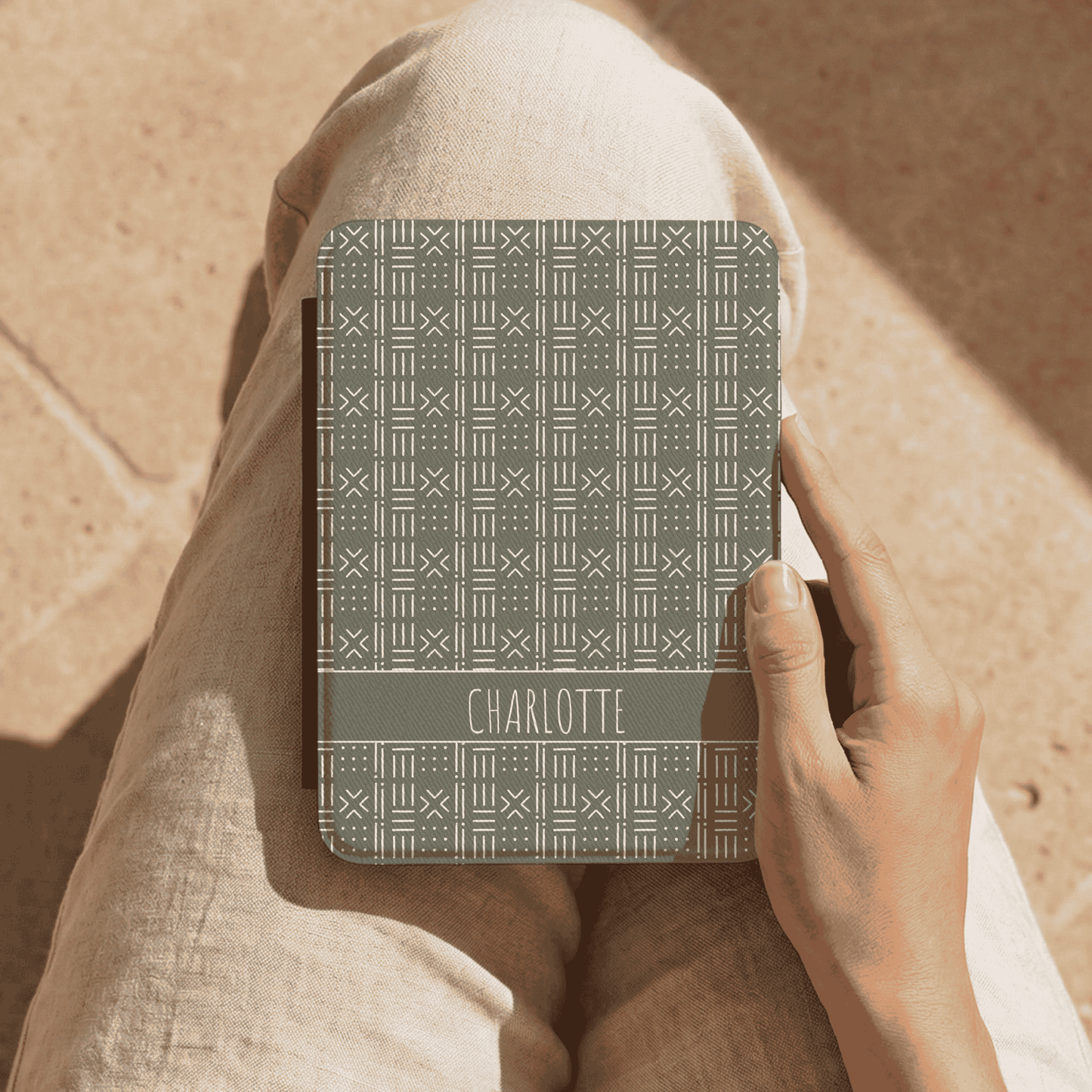 Personalized Kindle Case 12th Gen Paperwhite, Colorsoft 7", Custom Name, Mudcloth Inspired Pattern