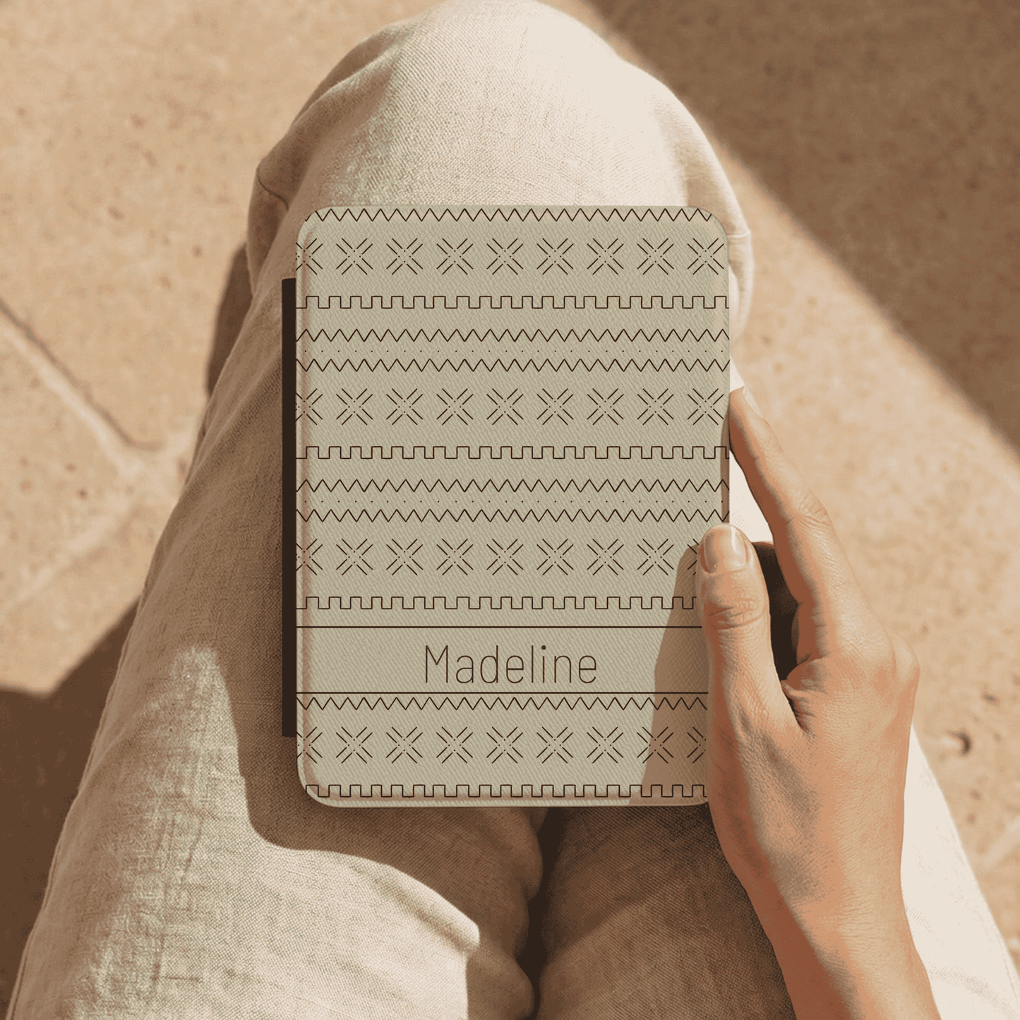 Personalized Kindle Case 12th Gen Paperwhite, Colorsoft 7", Custom Name, Mudcloth Inspired Pattern