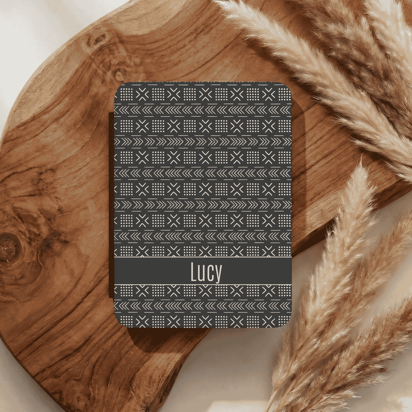 Custom Kindle Cover with Hand Strap, Paperwhite and Colorsoft 12th Generation, 7 inch, Personalized, Mud cloth Inspired Pattern