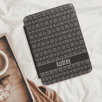 Custom Kindle Cover with Hand Strap, Paperwhite and Colorsoft 12th Generation, 7 inch, Personalized, Mud cloth Inspired Pattern