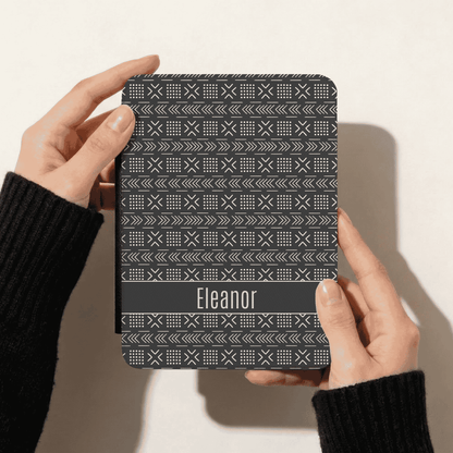 Custom Kindle Cover with Hand Strap, Paperwhite and Colorsoft 12th Generation, 7 inch, Personalized, Mud cloth Inspired Pattern