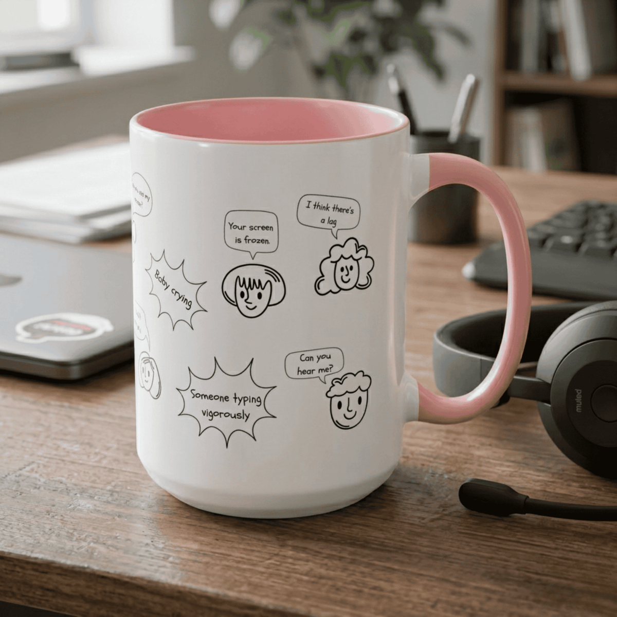 Accent Coffee Mug - Funny Work From Home Cup, "You're On Mute" , Conference Call Humor Cup, Remote Work Gift, Office Humor, Coworker Gift