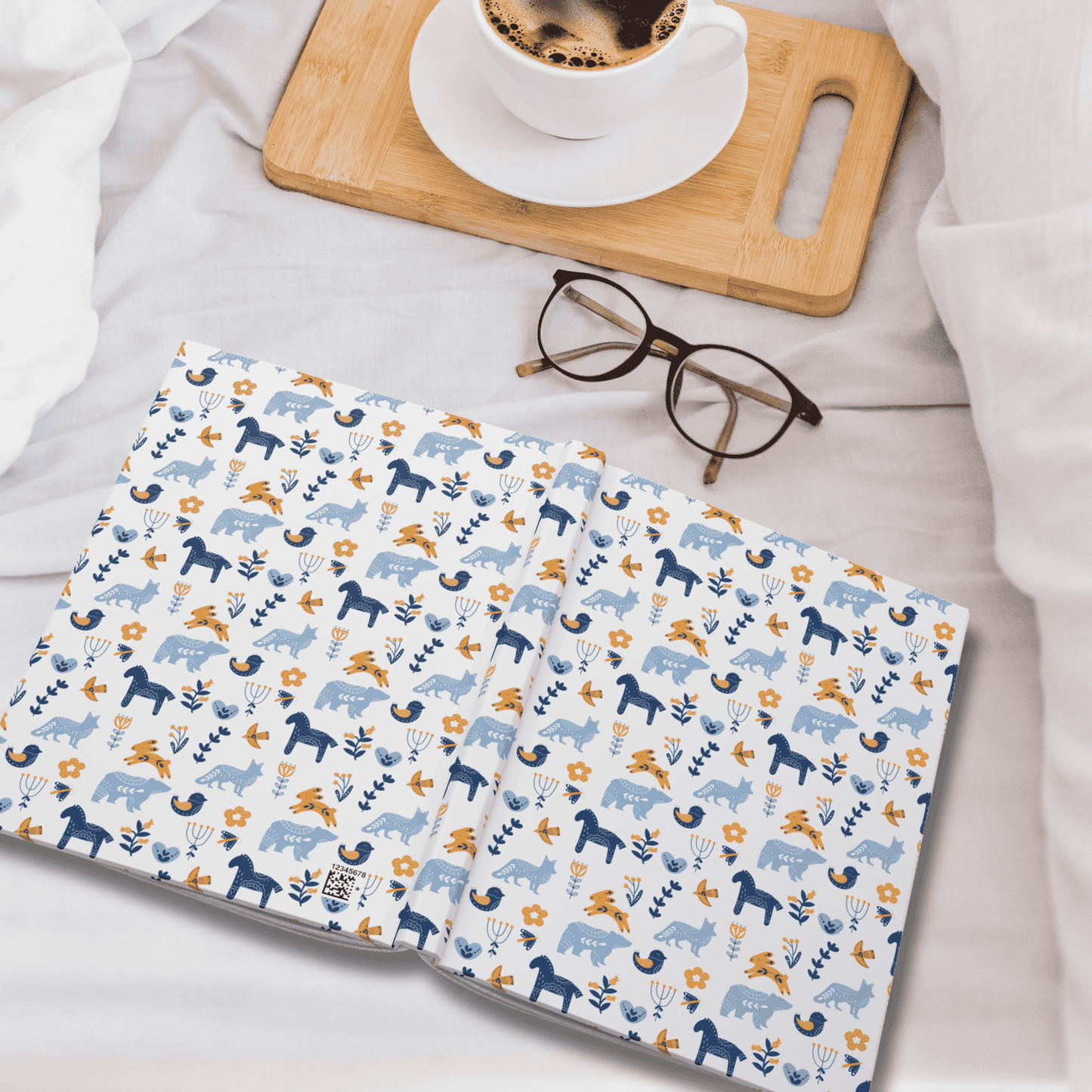 Hardcover Journal, Nature-Inspired Scandinavian Animal Pattern Notebook, Christmas Gift