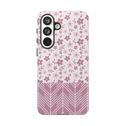 Pink Floral Tough Phone Case - iPhone 17 / 17 Air / 17 Pro Max, Samsung Galaxy S26, Google Pixel | Matte & Glossy