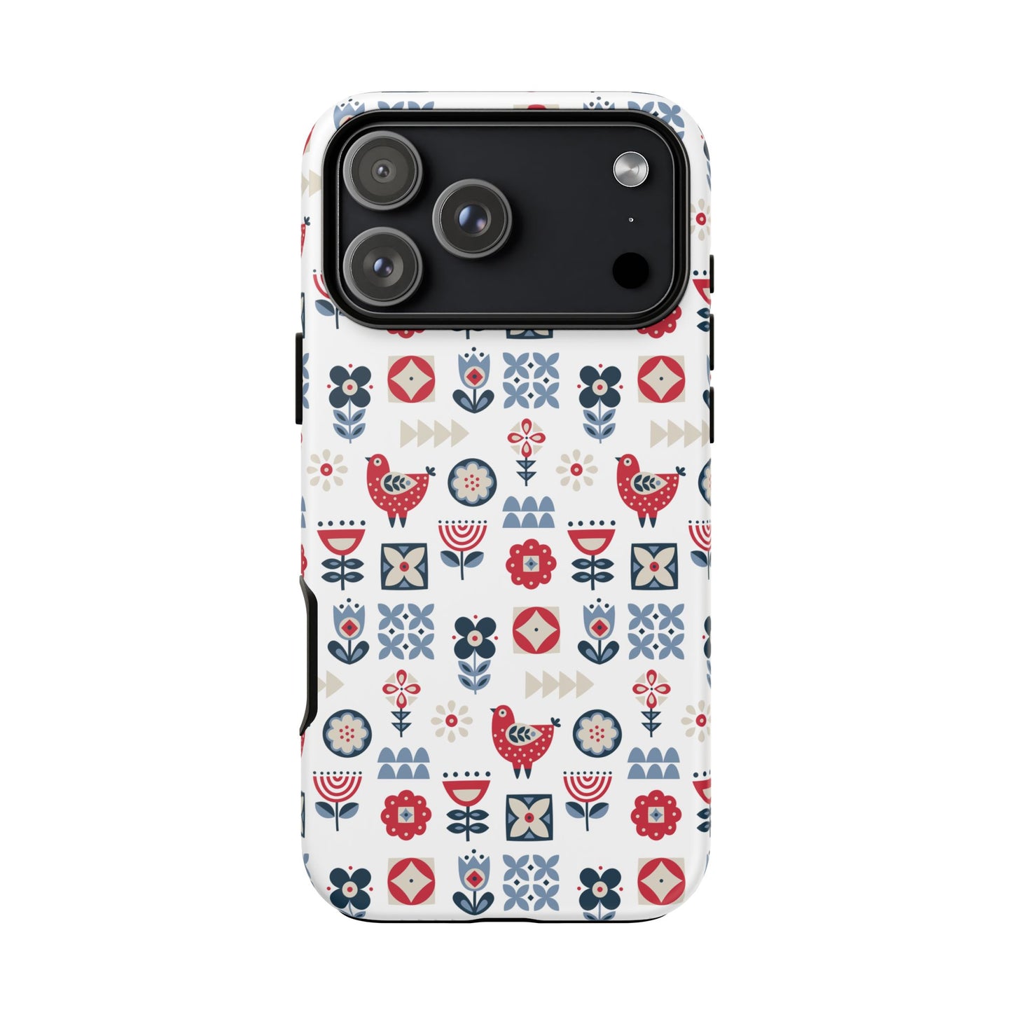 Scandinavian Bird & Floral Folk Art Phone Case - iPhone 17 / 17 Air / 17 Pro Max, Samsung Galaxy S26, Google Pixel | Matte & Glossy