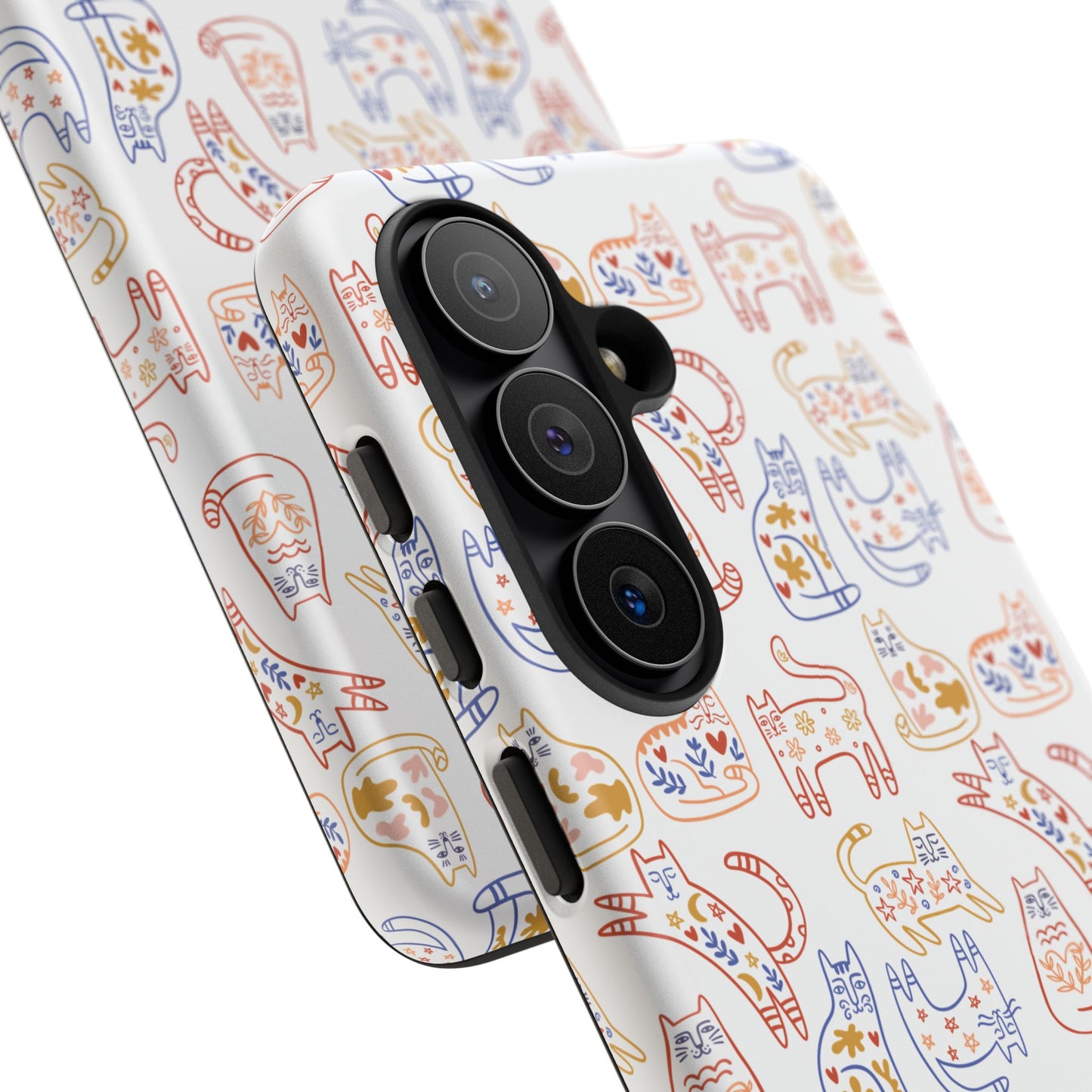 Scandinavian Folk Art Cat Print Phone Case - iPhone 17 / 17 Air / 17 Pro Max, Samsung Galaxy S26, Google Pixel | Matte & Glossy