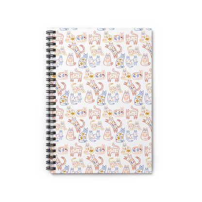 Spiral Notebook - Scandinavian Folk Art Cat Design, Ruled Line, Kawaii Journal, Cat Lover Gift, Cute Stationery, Writing Notebook