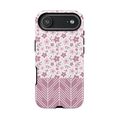 Pink Floral Tough Phone Case - iPhone 17 / 17 Air / 17 Pro Max, Samsung Galaxy S26, Google Pixel | Matte & Glossy