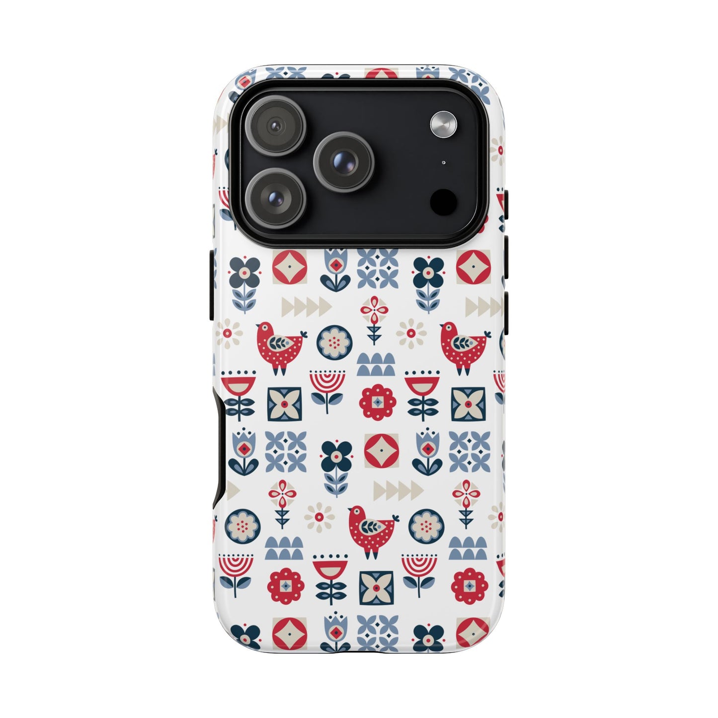 Scandinavian Bird & Floral Folk Art Phone Case - iPhone 17 / 17 Air / 17 Pro Max, Samsung Galaxy S26, Google Pixel | Matte & Glossy