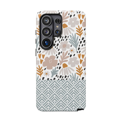 Two-Tone Floral Tough Phone Case - iPhone 17 / 17 Air / 17 Pro Max, Samsung Galaxy S26, Google Pixel | Matte & Glossy