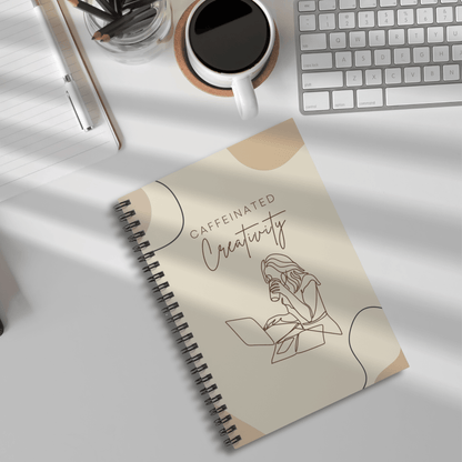 Caffeinated Creativity Spiral Notebook for Writers, Artists, Students, Journal Lovers, Gift for Coffee Lovers, Study Inspiration