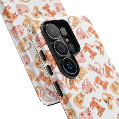 Scandinavian Folk Art Cat Phone Case - iPhone 17 / 17 Air / 17 Pro Max, Samsung Galaxy S26, Google Pixel | Matte & Glossy