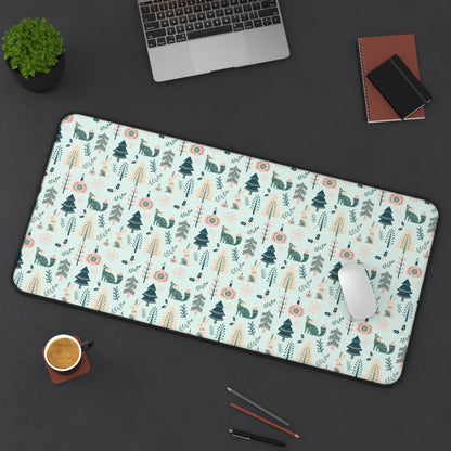 Scandinavian Inspired Design Forest Scene Desk Mat, Boho Desk Accessories, Nature Lover Gift, Home Office Decor, Wildlife Theme