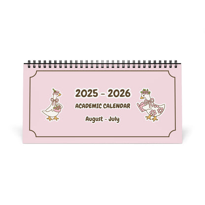 Silly Goose Desk Calendar August 2025 to July 2026 Coquette Academic Planner Duck School Calendar, Back to School Gift for Students Teachers