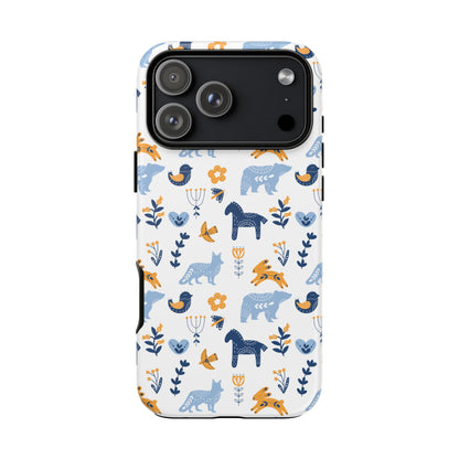 Scandinavian Animal Folk Art Phone Case - iPhone 17 Series, Samsung Galaxy S26, Google Pixel | Matte & Glossy