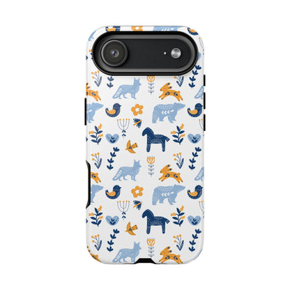 Scandinavian Animal Folk Art Phone Case - iPhone 17 Series, Samsung Galaxy S26, Google Pixel | Matte & Glossy