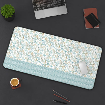 Floral Desk Mat with Geometric Pattern, Hemmed Edges, Stylish Work Surface, Home Office Decor, Gift for Students, Large Computer Mouse Pad
