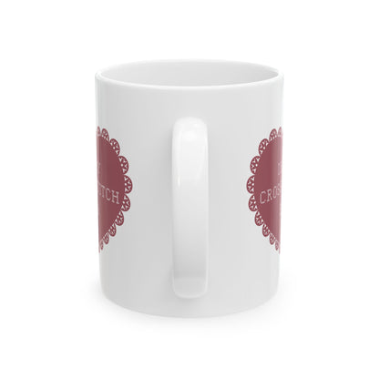 Charming Ceramic Mug for Cross Stitch Lovers with Heart Design, In My Cross Stitch Era, Gift for Her, Coffee Lover's Essential