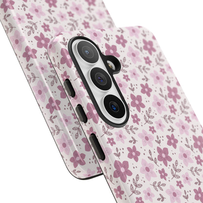 Pink Floral Tough Phone Case - iPhone 17 / 17 Air / 17 Pro Max, Samsung Galaxy S26, Google Pixel | Matte & Glossy