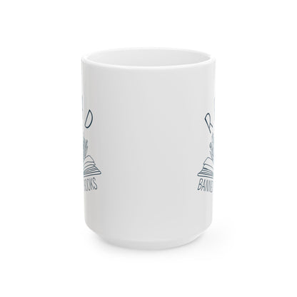Ceramic Mug, Book Line Art with Flowers, Read Banned Books Coffee Cup, Literary Mug, Book Lover Gift, Library Decor, Bookworm Gift, Bookish
