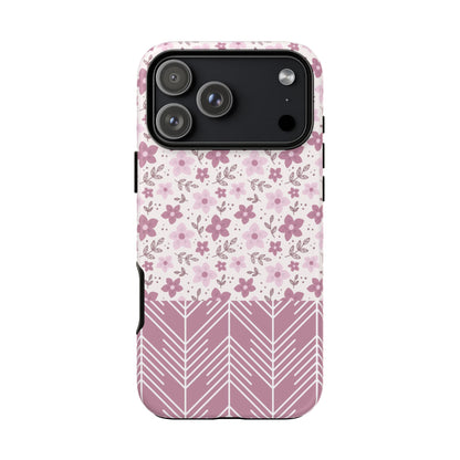 Pink Floral Tough Phone Case - iPhone 17 / 17 Air / 17 Pro Max, Samsung Galaxy S26, Google Pixel | Matte & Glossy